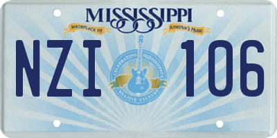 MS license plate NZI106
