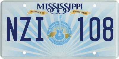 MS license plate NZI108