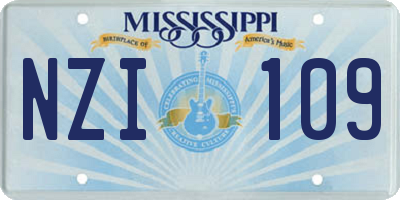 MS license plate NZI109