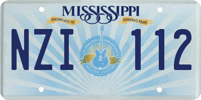 MS license plate NZI112