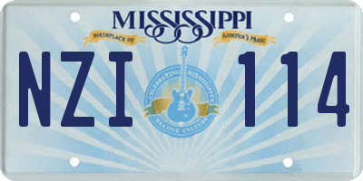 MS license plate NZI114