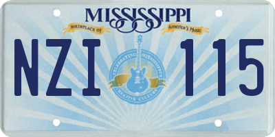 MS license plate NZI115