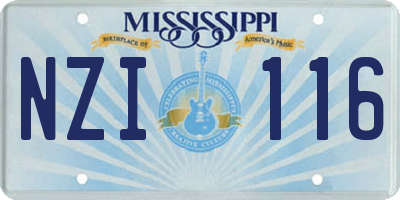 MS license plate NZI116