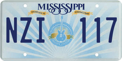 MS license plate NZI117