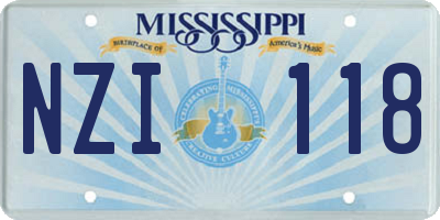 MS license plate NZI118