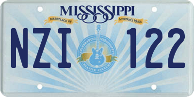 MS license plate NZI122