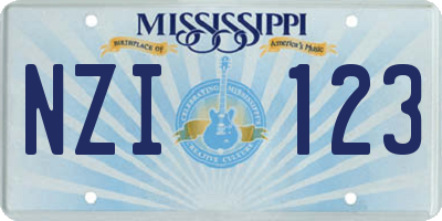 MS license plate NZI123