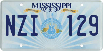 MS license plate NZI129