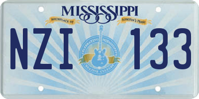 MS license plate NZI133