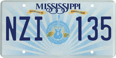 MS license plate NZI135