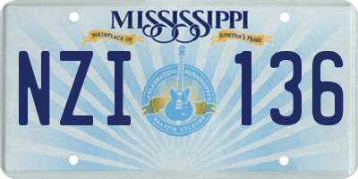 MS license plate NZI136