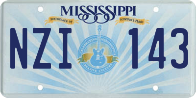 MS license plate NZI143