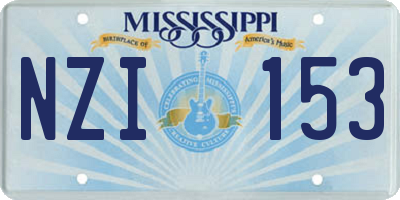 MS license plate NZI153
