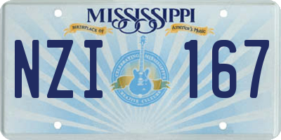 MS license plate NZI167