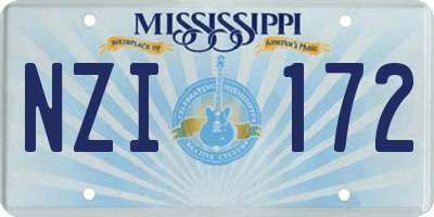 MS license plate NZI172