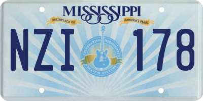 MS license plate NZI178