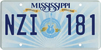 MS license plate NZI181