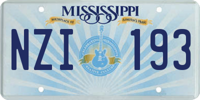 MS license plate NZI193