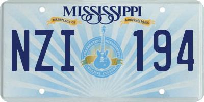 MS license plate NZI194