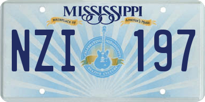 MS license plate NZI197