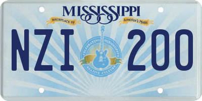 MS license plate NZI200