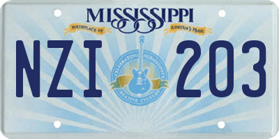 MS license plate NZI203