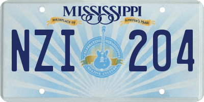 MS license plate NZI204