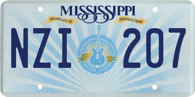MS license plate NZI207