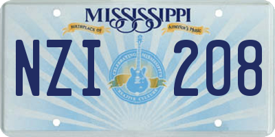 MS license plate NZI208