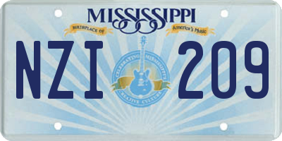 MS license plate NZI209