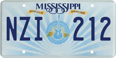 MS license plate NZI212