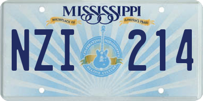 MS license plate NZI214