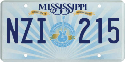 MS license plate NZI215