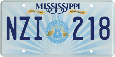 MS license plate NZI218