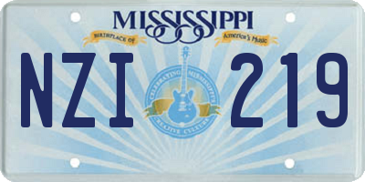 MS license plate NZI219