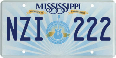 MS license plate NZI222