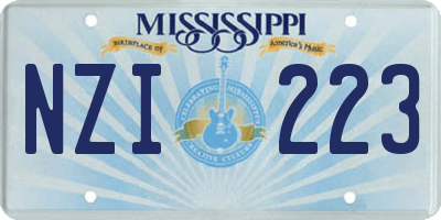 MS license plate NZI223