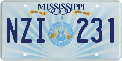 MS license plate NZI231