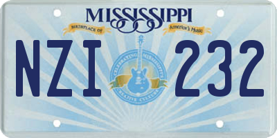 MS license plate NZI232