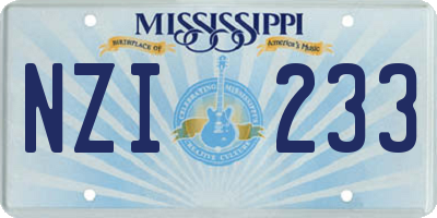 MS license plate NZI233