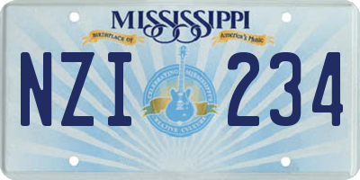 MS license plate NZI234