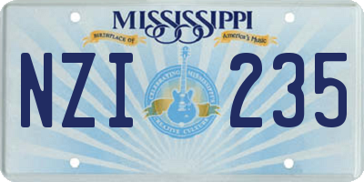 MS license plate NZI235