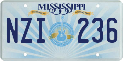 MS license plate NZI236
