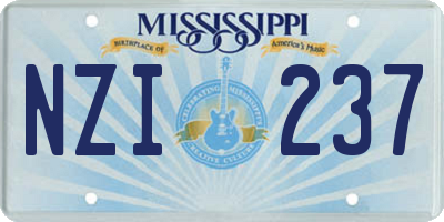 MS license plate NZI237
