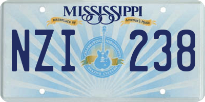 MS license plate NZI238