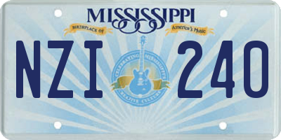 MS license plate NZI240