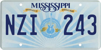 MS license plate NZI243