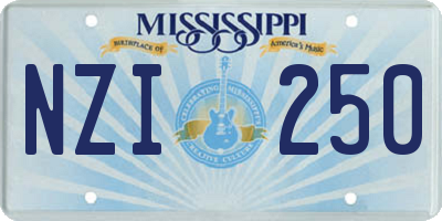 MS license plate NZI250