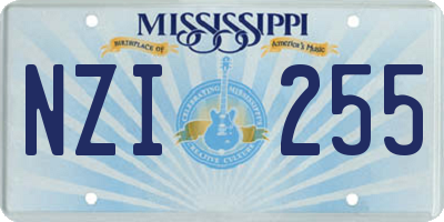 MS license plate NZI255