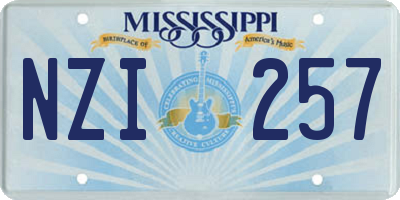 MS license plate NZI257